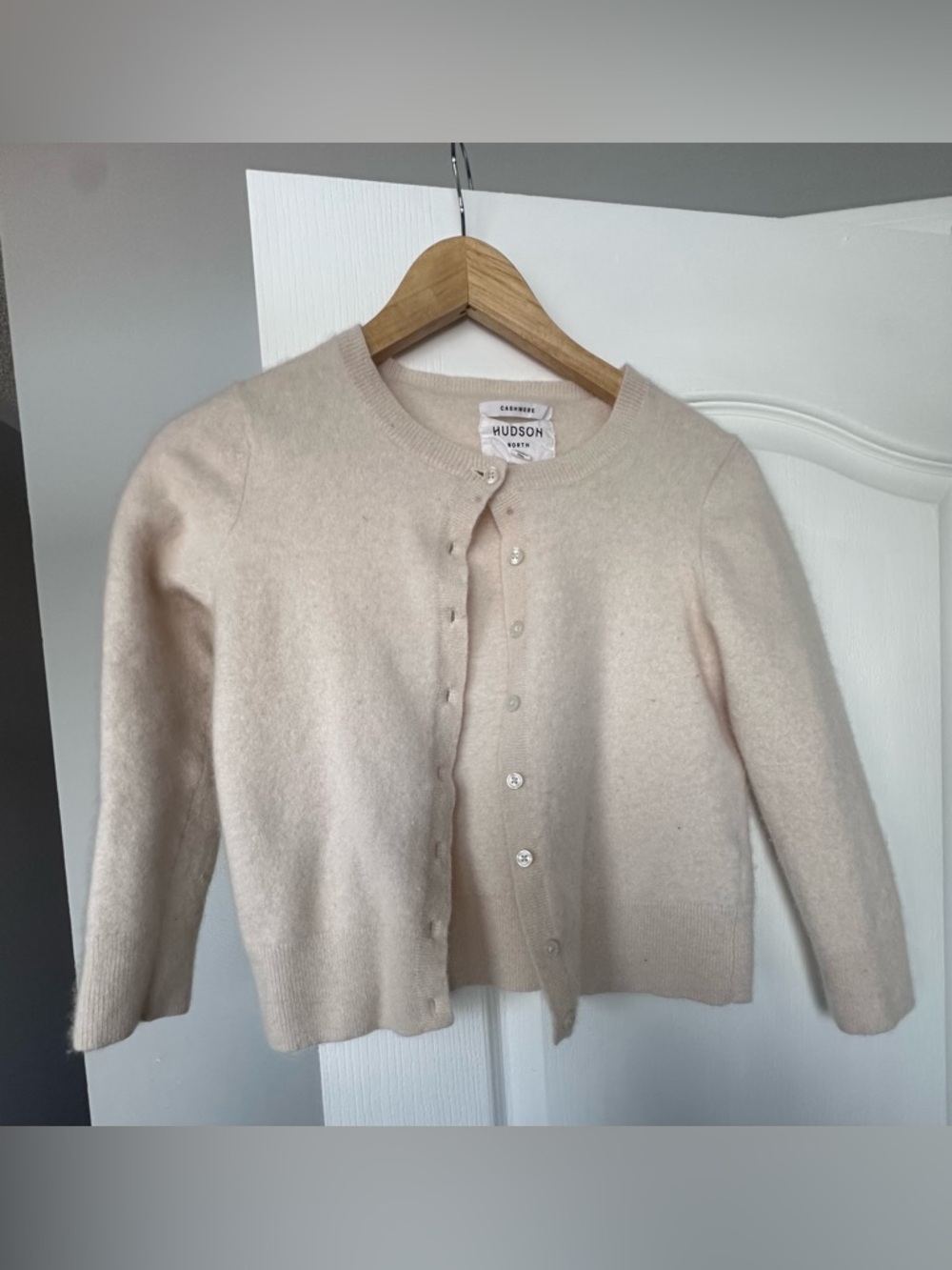 Hudson off White Cashmere Crewneck Cardigan